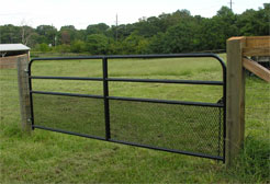 Twelve-foot metal mesh gate. Click to enlarge.